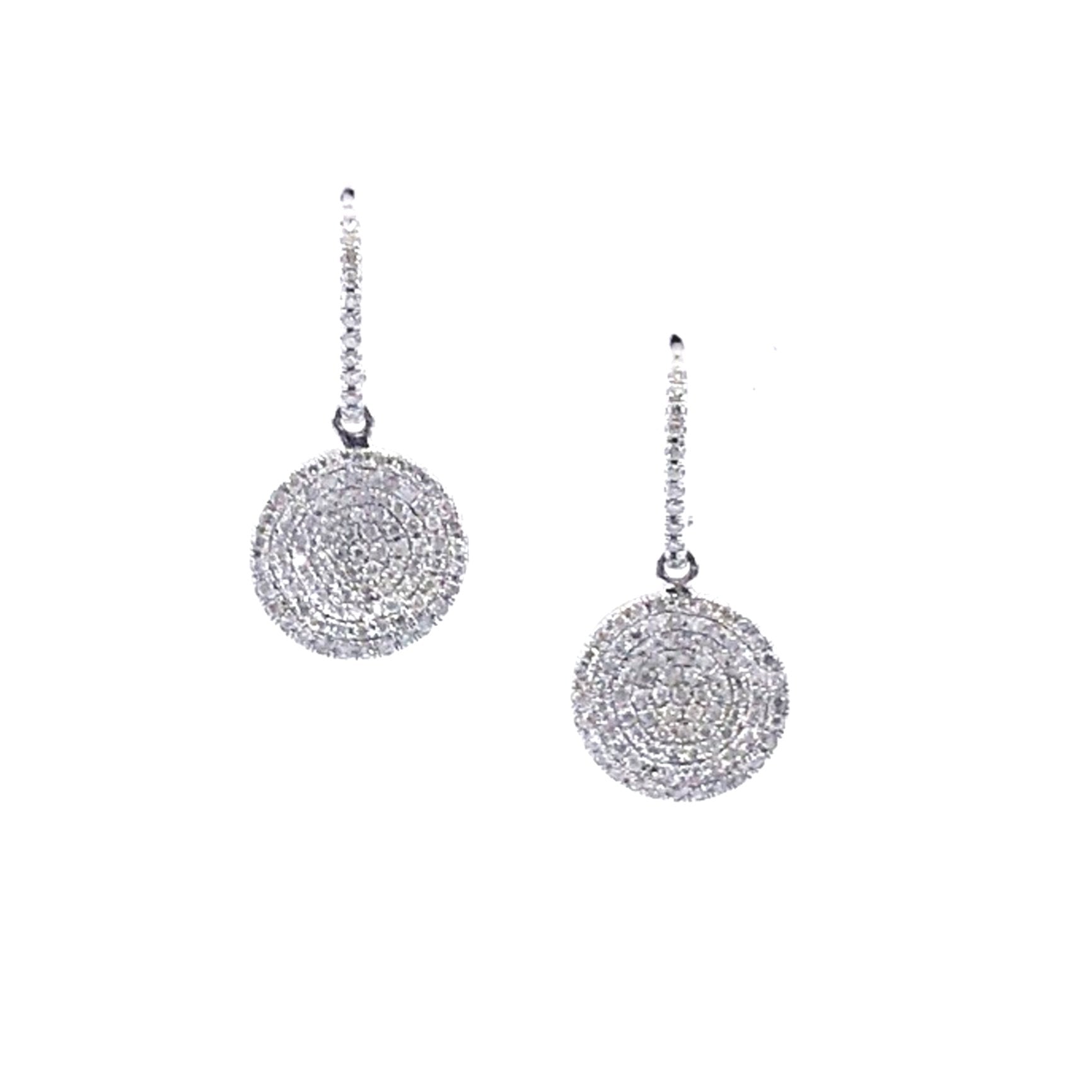 14K Gold And Diamond Circle Hanging Earrings - HK Jewels