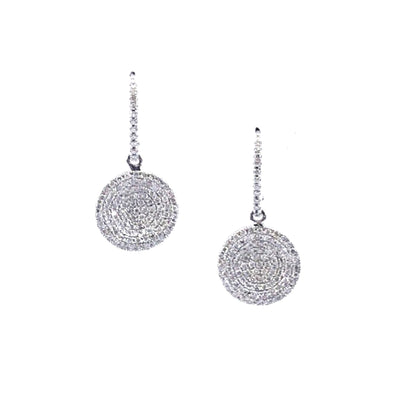 14K Gold And Diamond Circle Hanging Earrings - HK Jewels