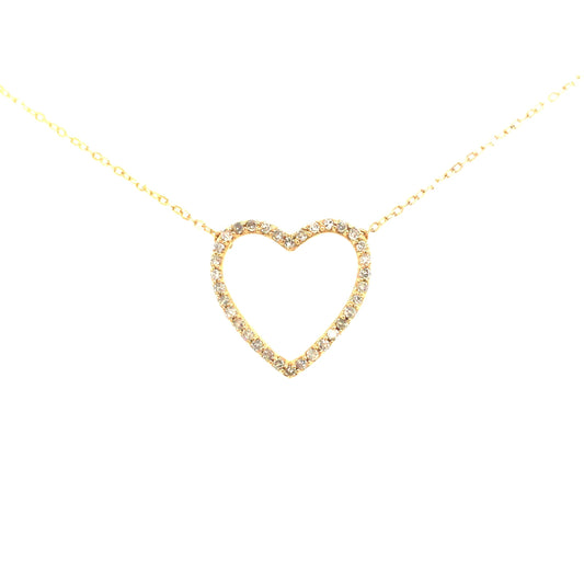 14K Gold And Diamond Heart Necklace - HK Jewels