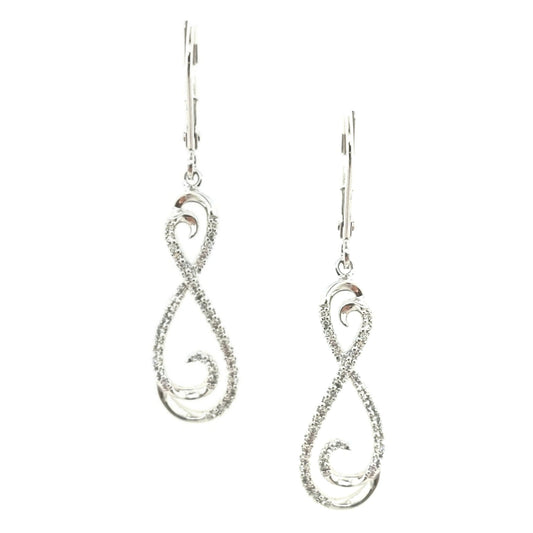 14K Gold And Diamond Figure Eight Hanging Earrings - HK Jewels