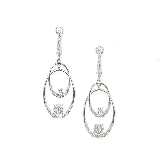 14K Gold And Diamond Interlinked Oval Earrings - HK Jewels