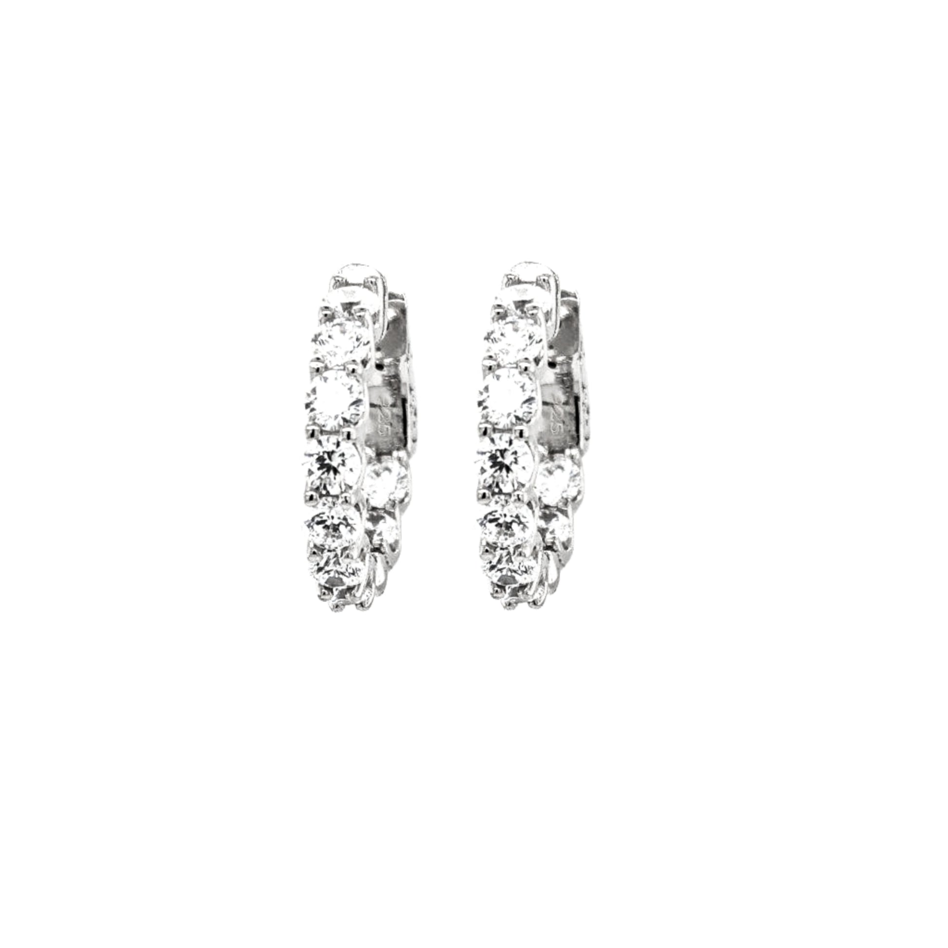 Sterling Silver Round Shaped CZ Hoops - HK Jewels