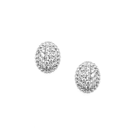 Sterling Silver Oval CZ Stud Earrings - HK Jewels