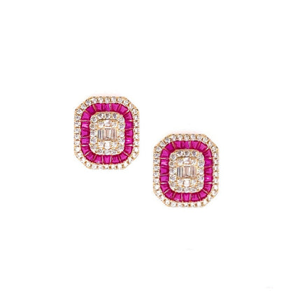 Genuine Spinel Baguette Stud Earrings - HK Jewels
