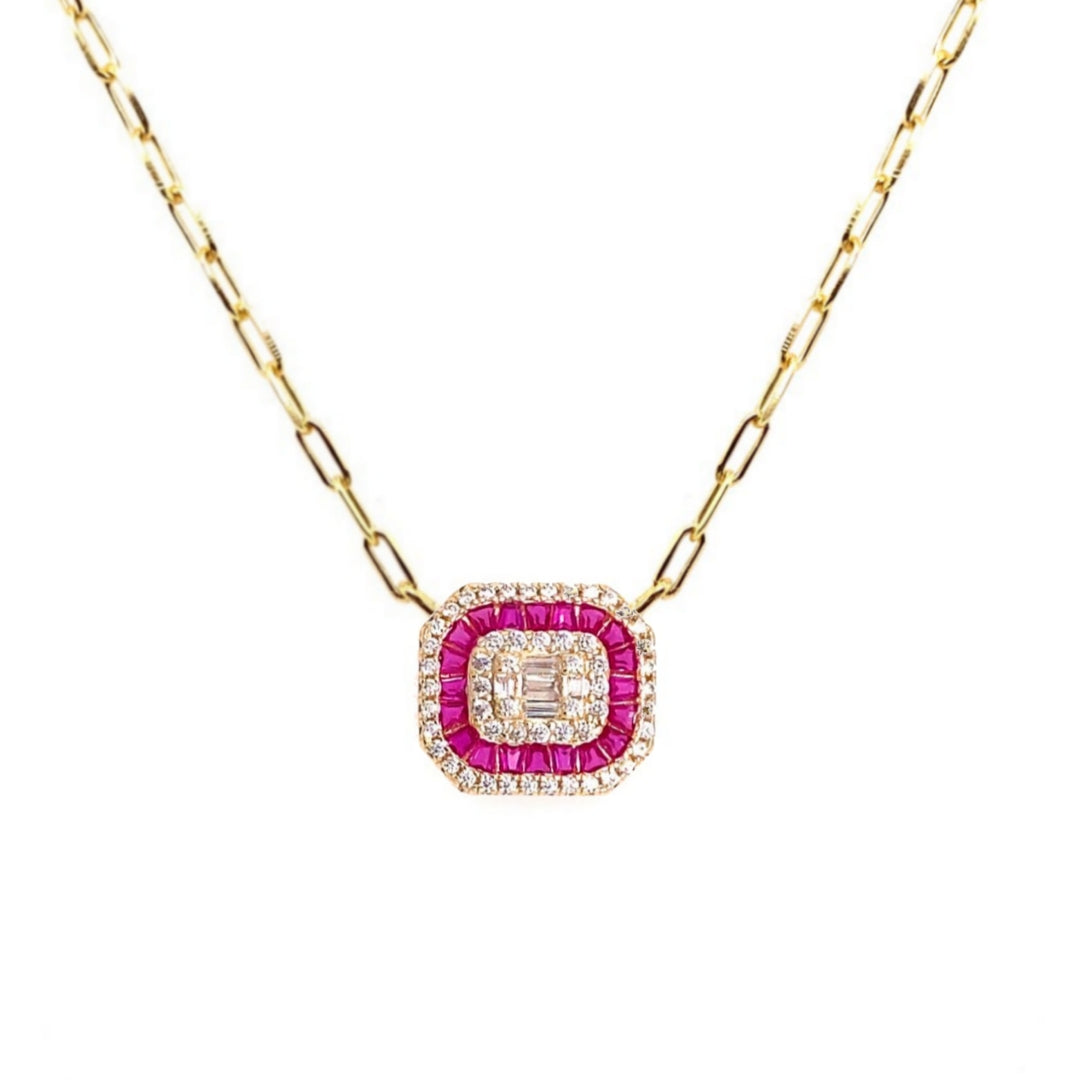 Genuine Spinel Baguette "Solitaire" Necklace - HK Jewels