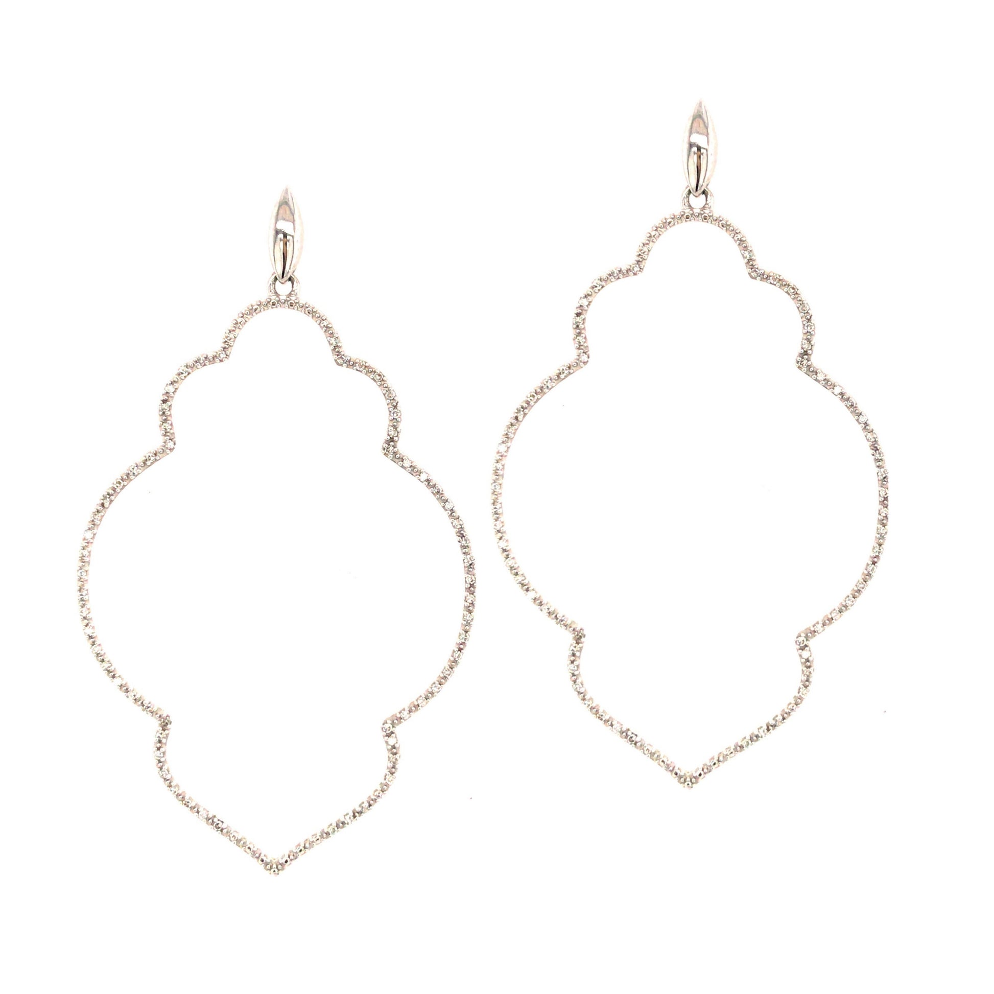 10K Gold And Diamond Hollow Design Hanging Earring - HK Jewels