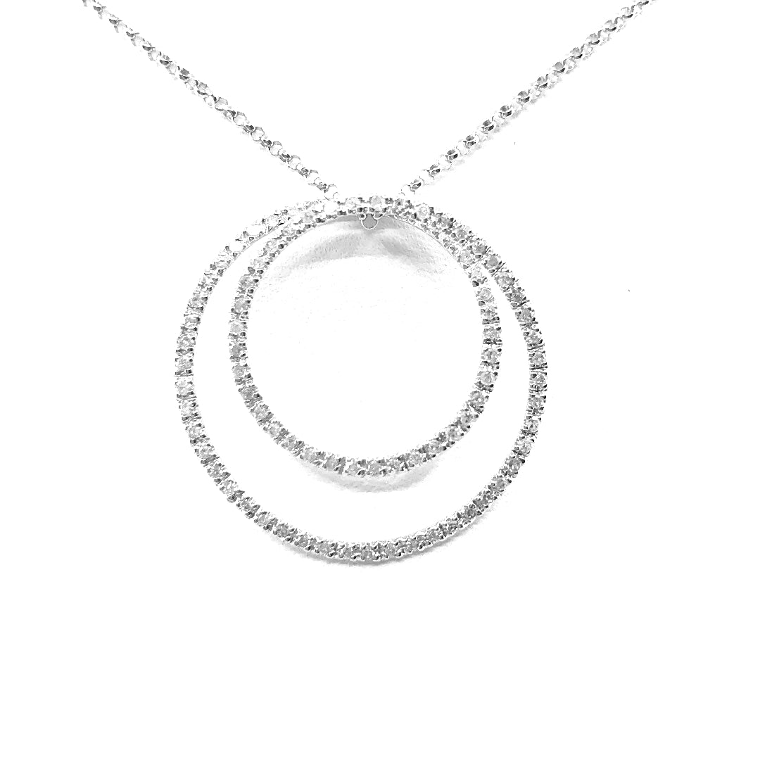 14K Gold and Diamond Circle Pendant Necklace - HK Jewels