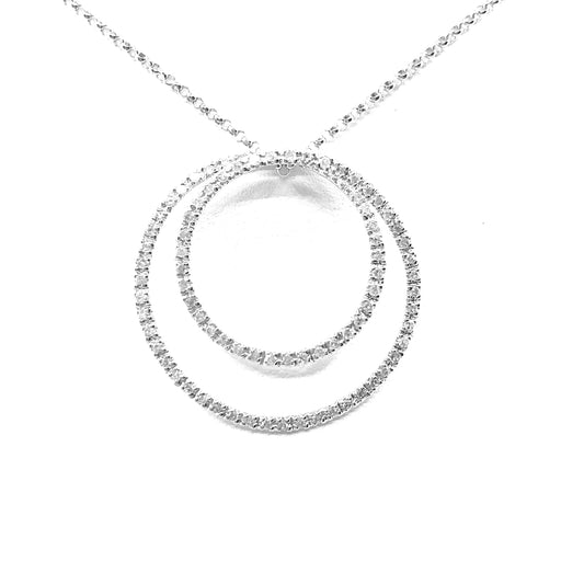 14K Gold and Diamond Circle Pendant Necklace - HK Jewels