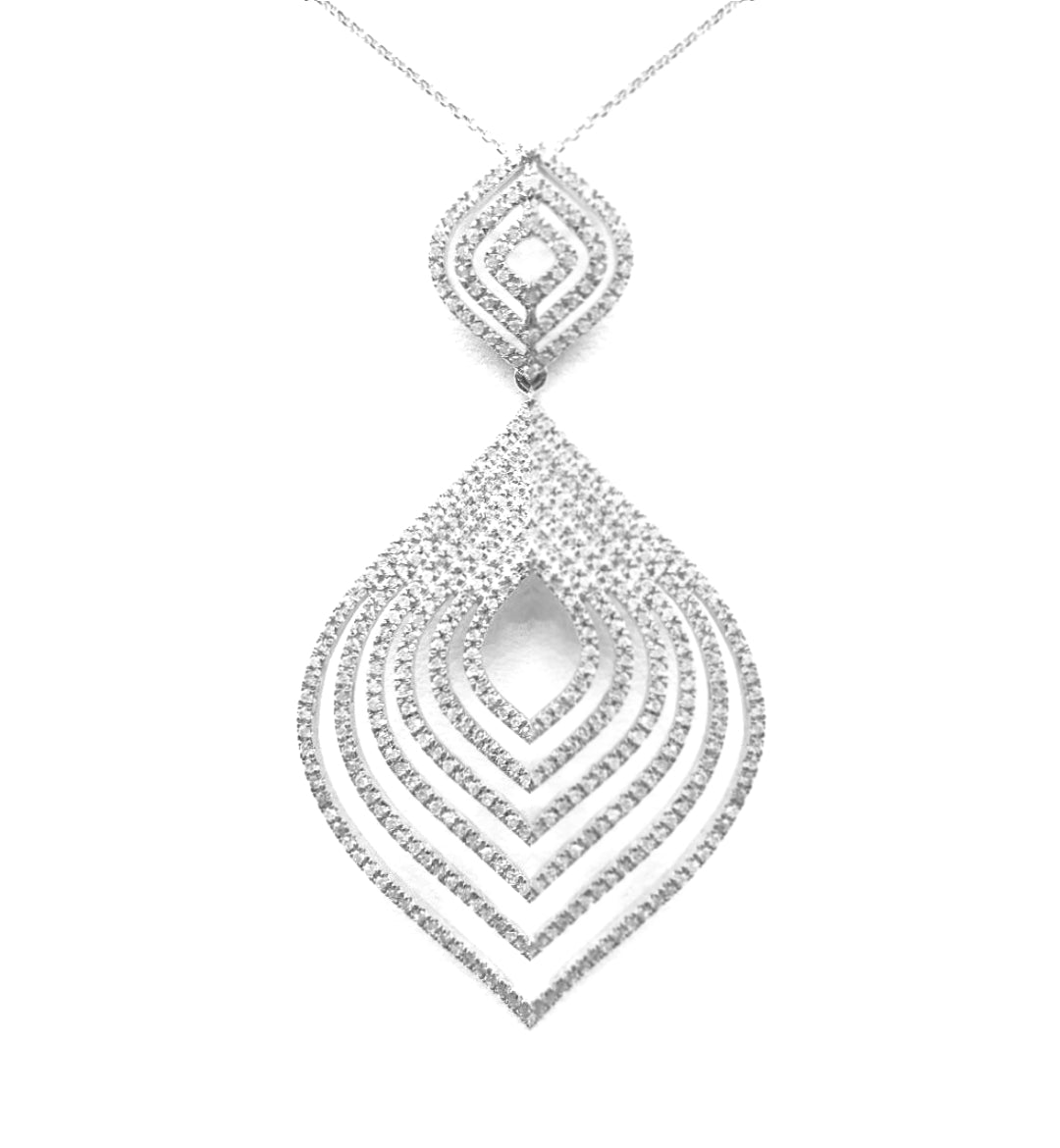 14K Gold and Diamond Diamond Shaped Pendant Necklace - HK Jewels