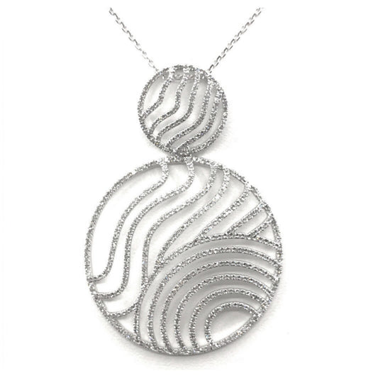 14K White Gold and Diamond Circle Pendant Necklace - HK Jewels