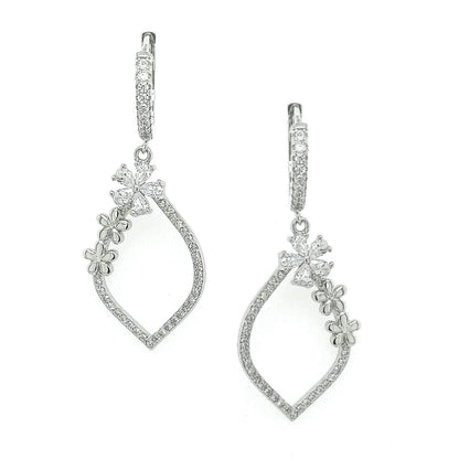 Sterling Silver Teardrop With Flowers Earring - HK Jewels