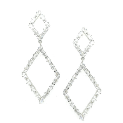 Sterling Silver Double Diamond Shaped Earring - HK Jewels