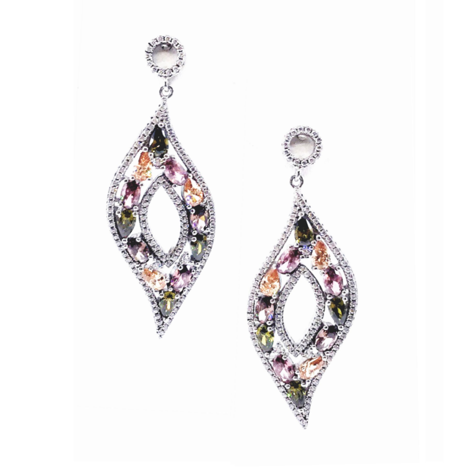 Sterling Silver Multicolor Earrings - HK Jewels