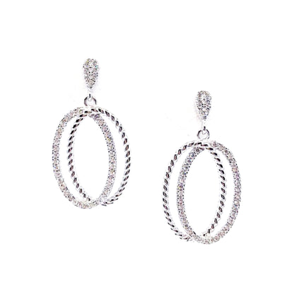 Sterling Silver Double Oval Earrings - HK Jewels