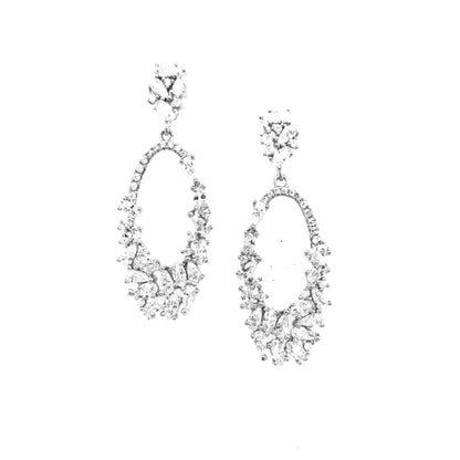 Sterling Silver Oval Cz Earrings - HK Jewels