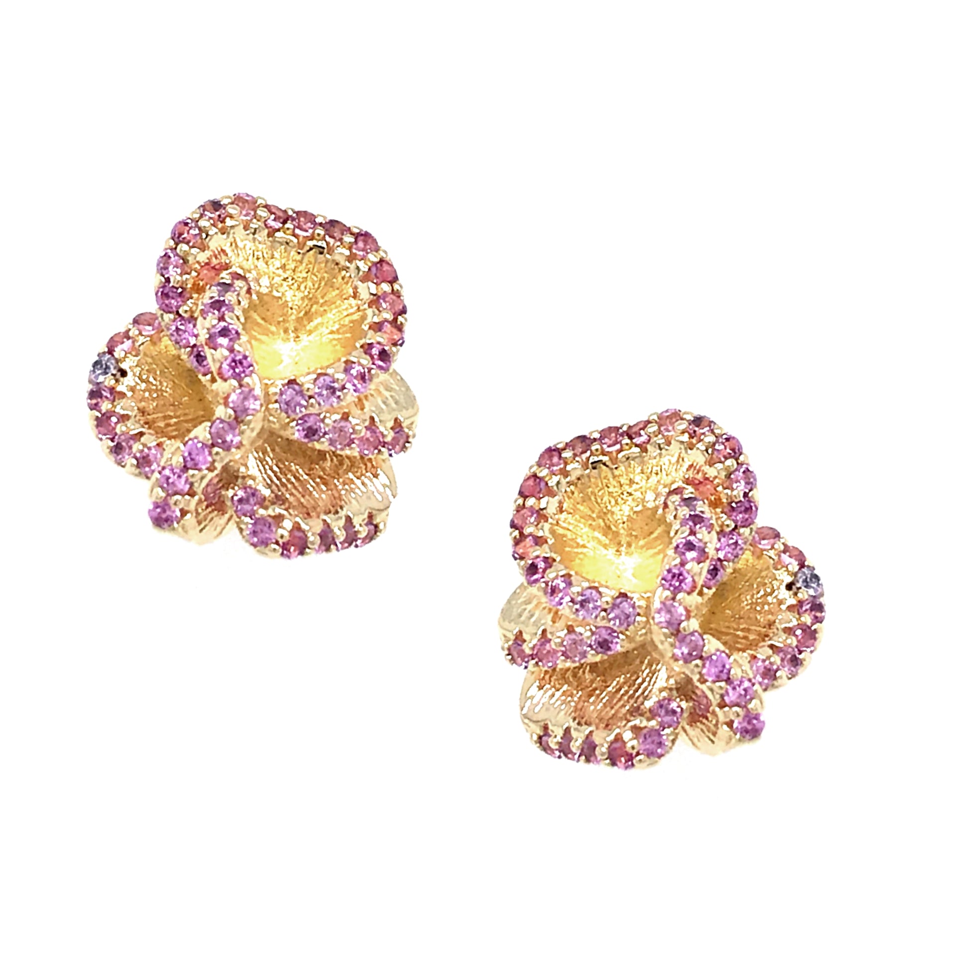 Surgical Steel Matte Ruffle Pink Stud Earrings - HK Jewels