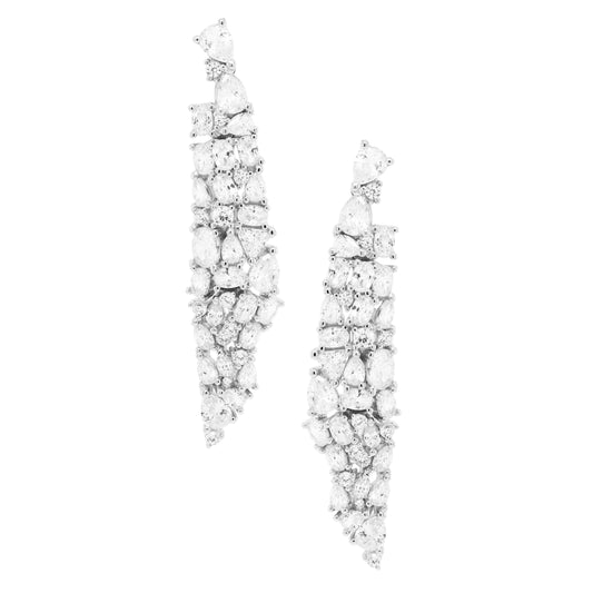 Rhodium Plated Sterling Silver, White CZ Post Earrings, - HK Jewels