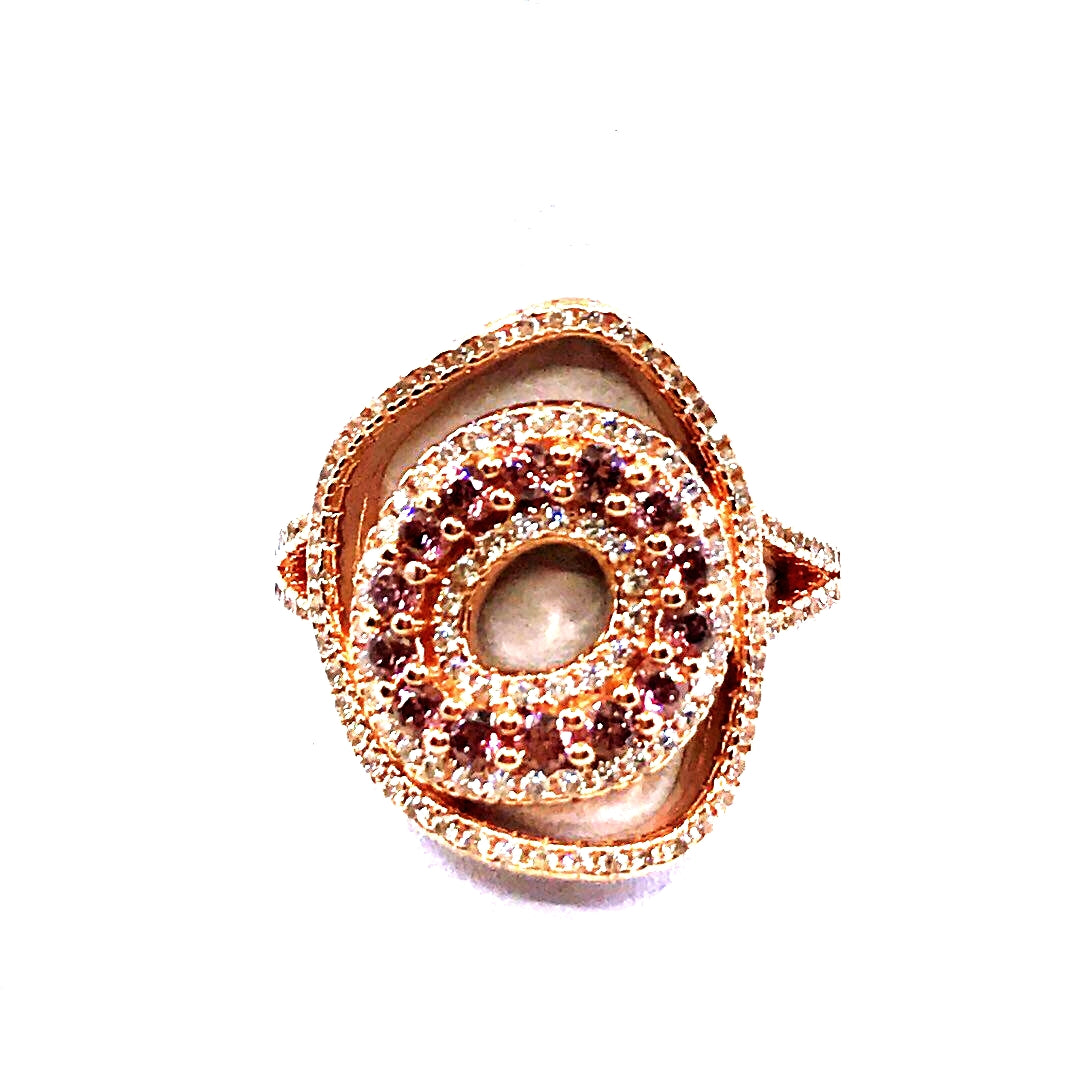 Rose Gold Plated Sterling Silver Colorful Ring - HK Jewels
