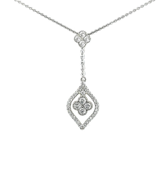 Sterling Silver Marquis and Clover CZ Pendant - HK Jewels