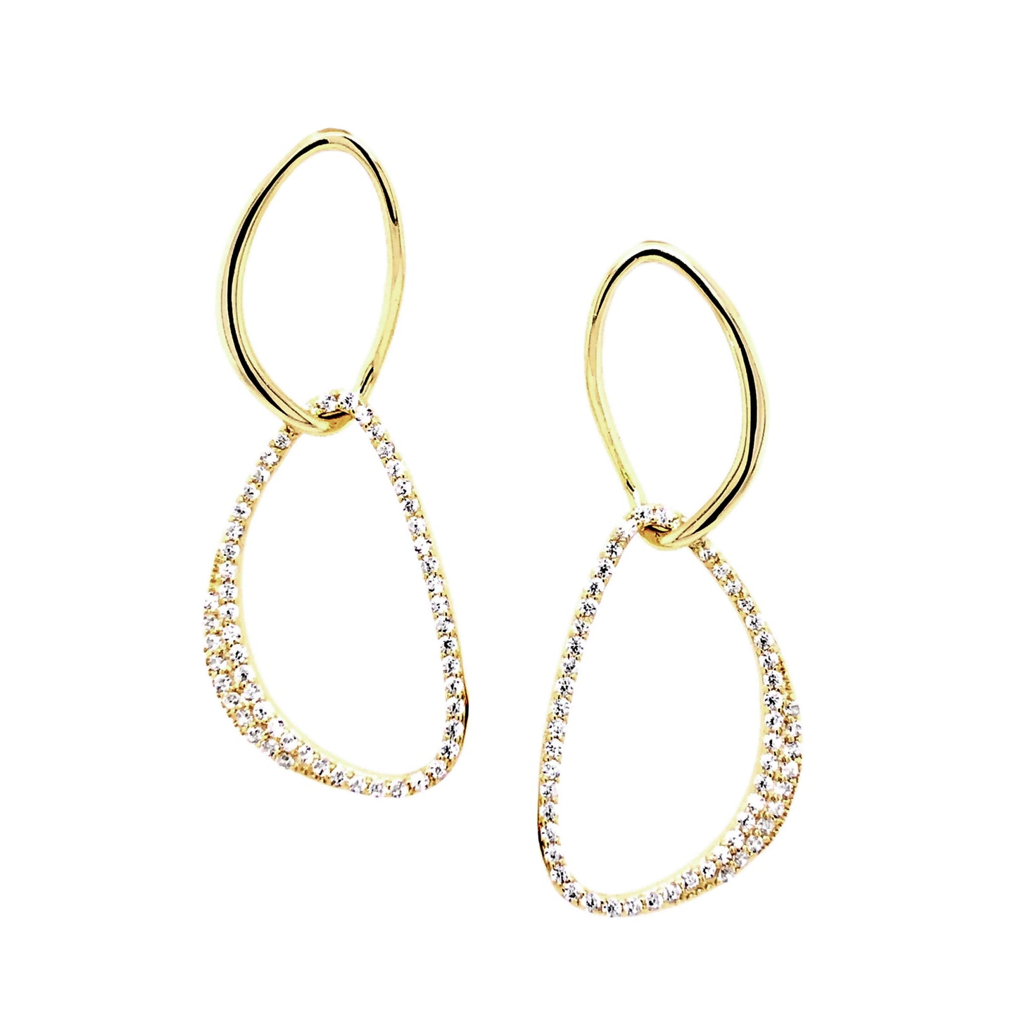 Sterling Silver CZ Link Post Earrings - HK Jewels