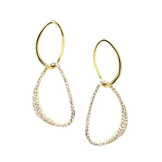 Sterling Silver CZ Link Post Earrings - HK Jewels