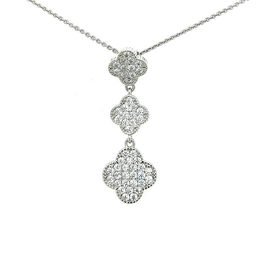 Sterling Silver Triple Clover CZ Pendant - HK Jewels