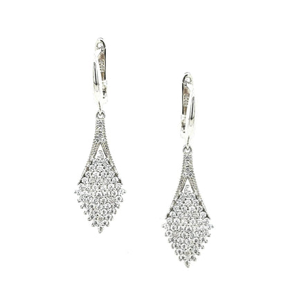 Sterling Silver  Diamond Shaped CZ Earring - HK Jewels