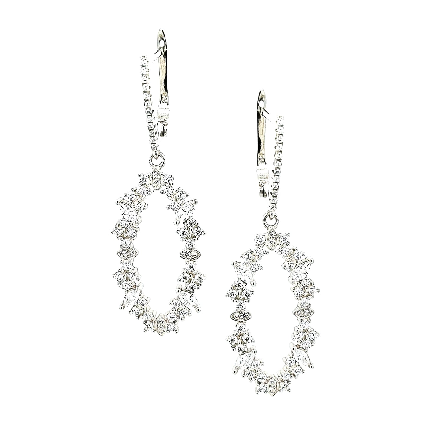 Sterling Silver Oval CZ Earring - HK Jewels