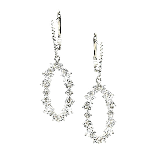 Sterling Silver Oval CZ Earring - HK Jewels