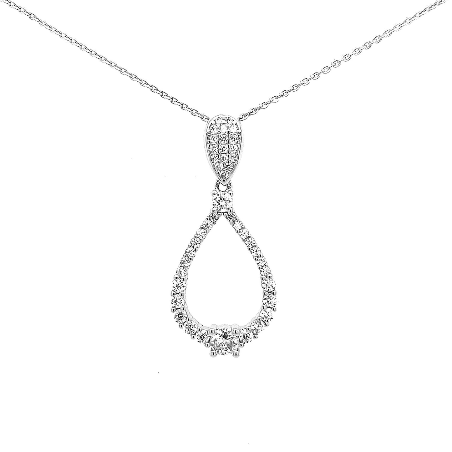 Sterling Silver Teardrop CZ Pendant - HK Jewels