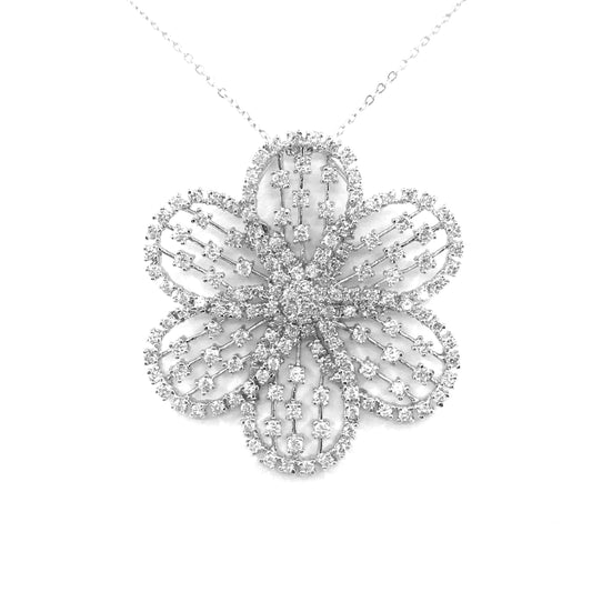 Sterling Silver Flower Pendant - HK Jewels