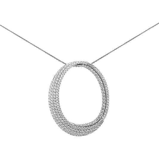 Sterling Silver Four Row Micropave Oval Pendant - HK Jewels