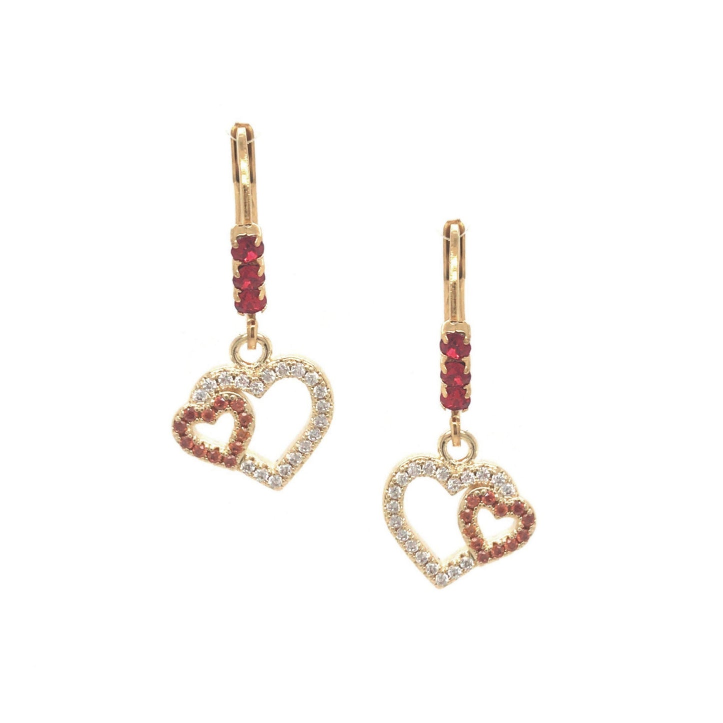 Double Heart Micropave Earrings - HK Jewels
