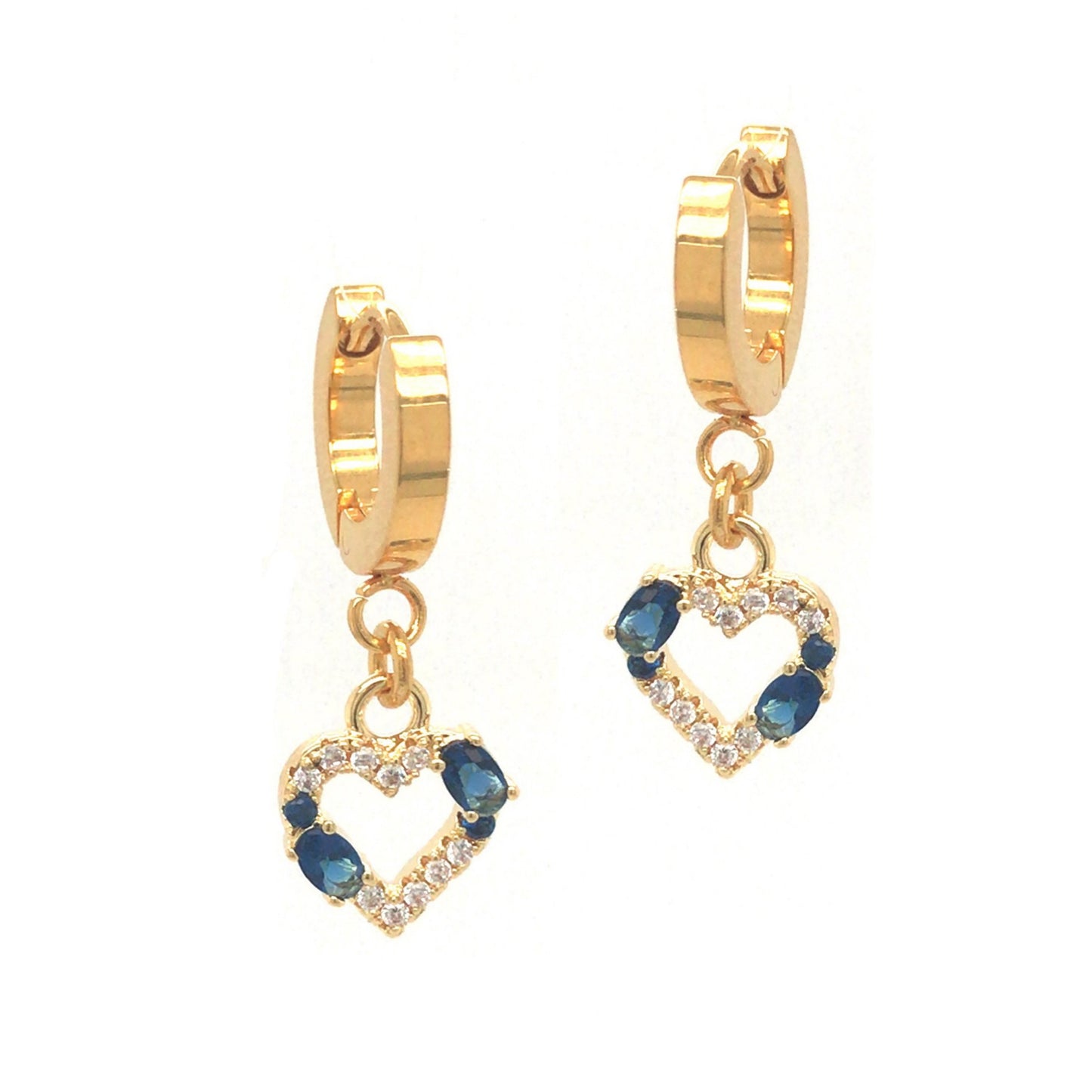 Double Stone Outline Blue CZ Earrings - HK Jewels