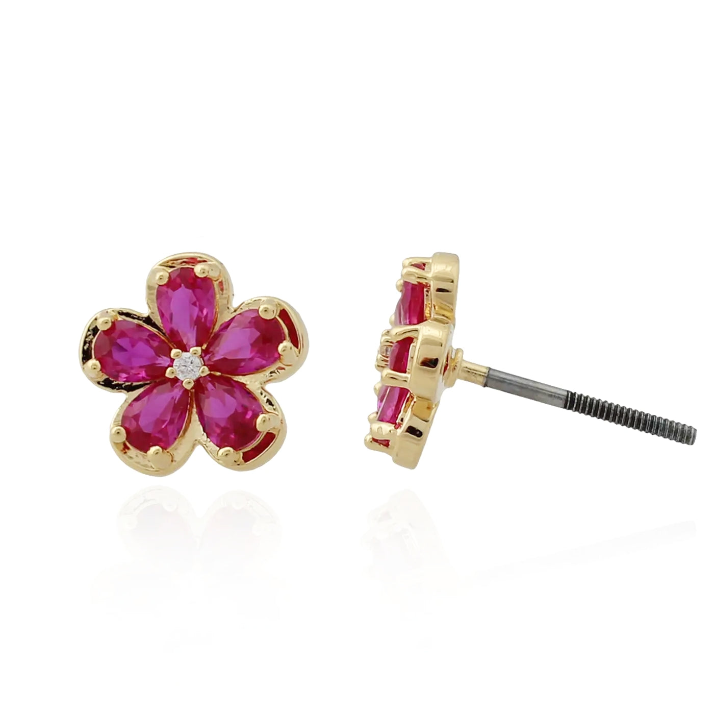 Mini Flower Stud Screwback Earring - HK Jewels