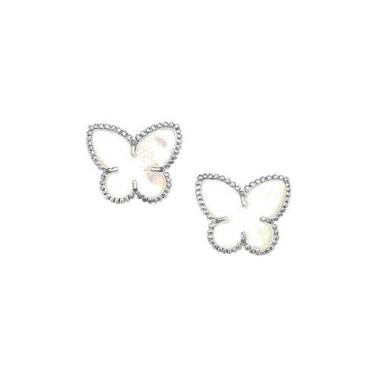 Sterling Silver Butterfly MoP Stud Earrings - HK Jewels