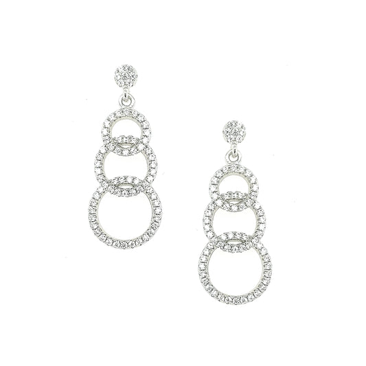 Sterling Silver Overlapping Circles CZ Earring - HK Jewels