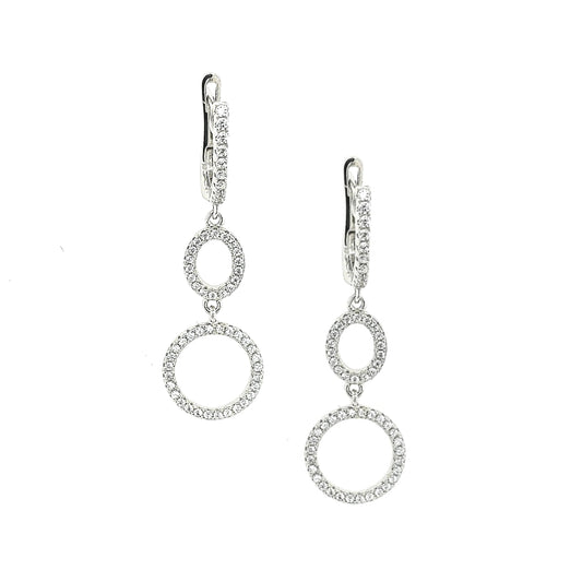 Sterling Silver Oval and Circle CZ Earring - HK Jewels