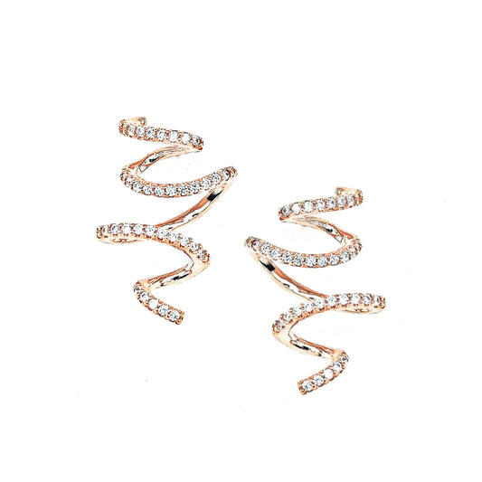 Rose Gold Plated Sterling Silver Swirl Earrings - HK Jewels