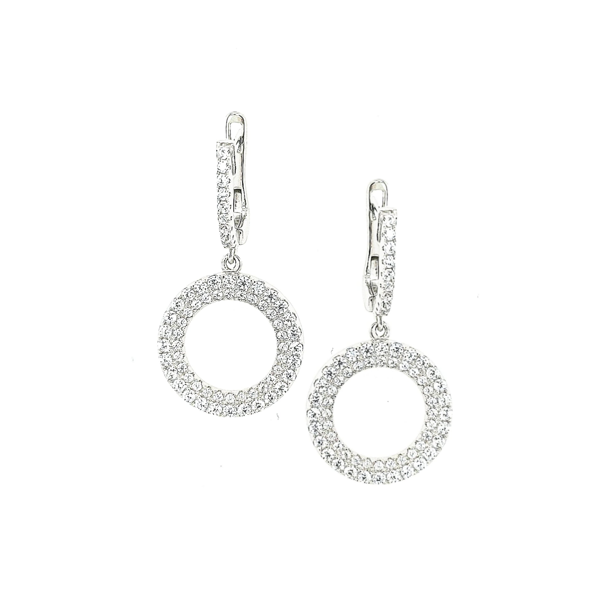 Sterling Silver Round CZ Earrings - HK Jewels