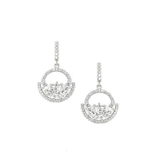 Sterling Silver Round CZ Earrings - HK Jewels