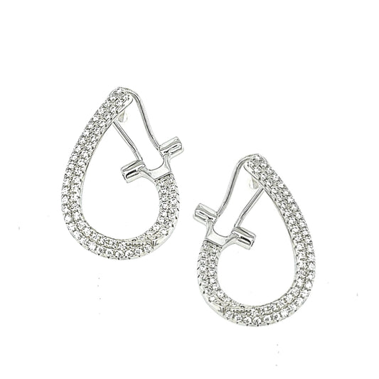 Sterling Silver Teardrop CZ Loop Earring - HK Jewels