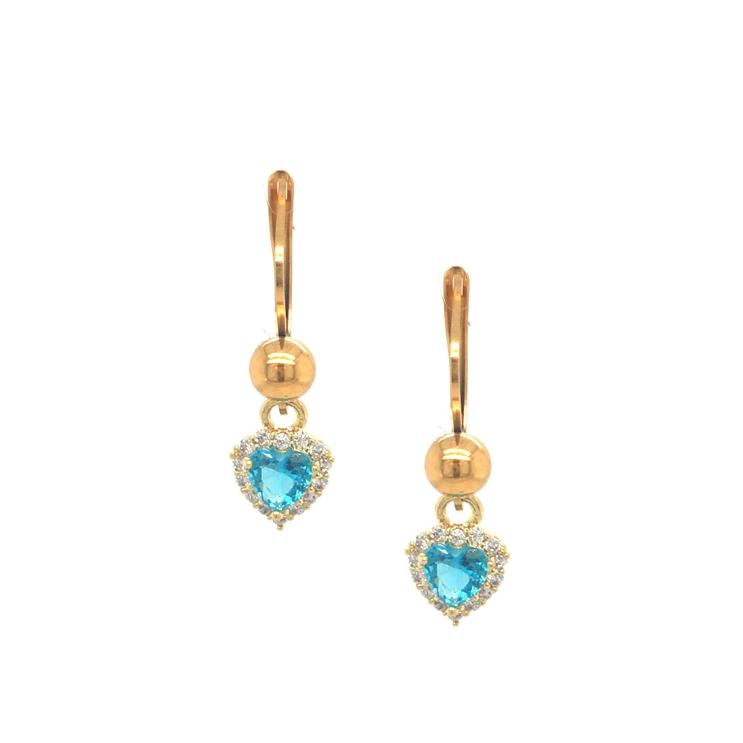 Tiny Aqua Heart Earring - HK Jewels