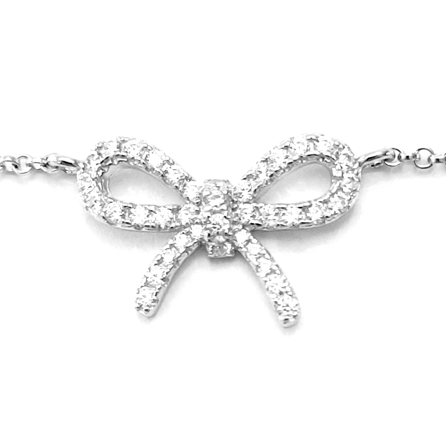 Sterling Silver CZ Bow Bracelet - HK Jewels