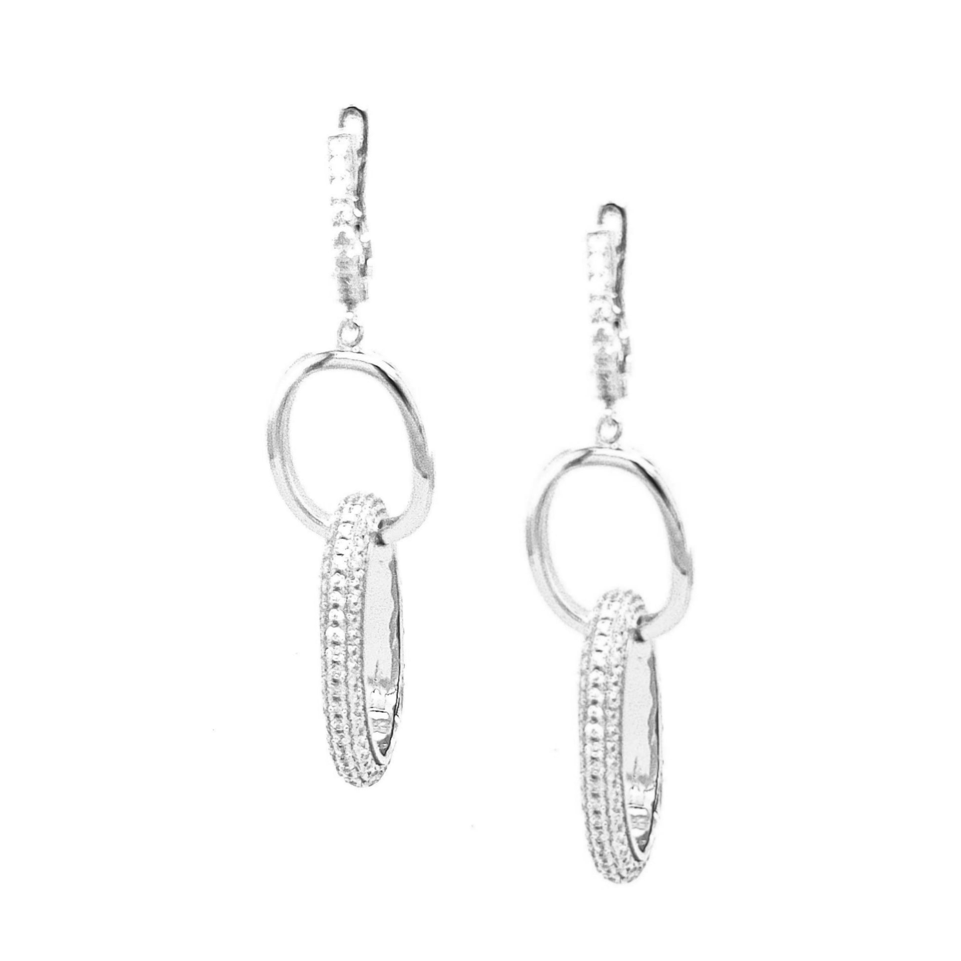 Sterling Silver Interlocking Ovals CZ Earring - HK Jewels