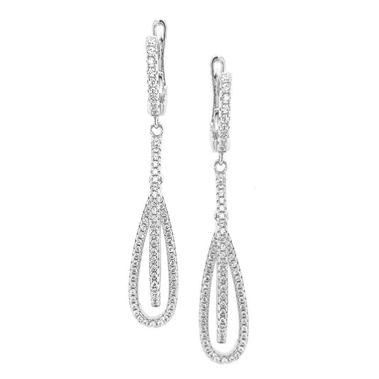 Sterling Silver Long Teardrop CZ Earring - HK Jewels