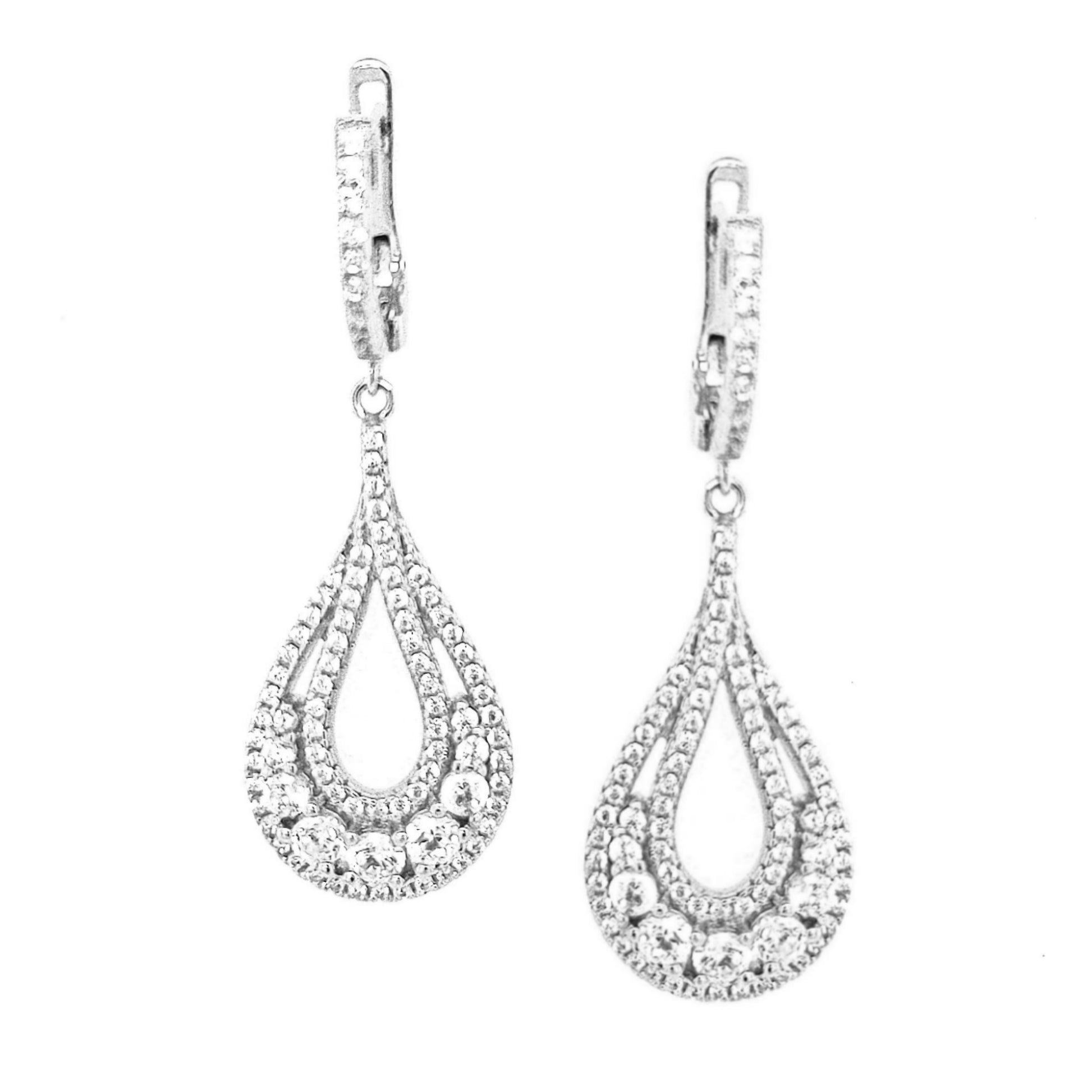 Sterling Silver Teardrop CZ Earring - HK Jewels
