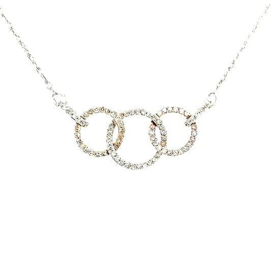 10k Tricolor Diamond Interlocking Circles Necklace - HK Jewels