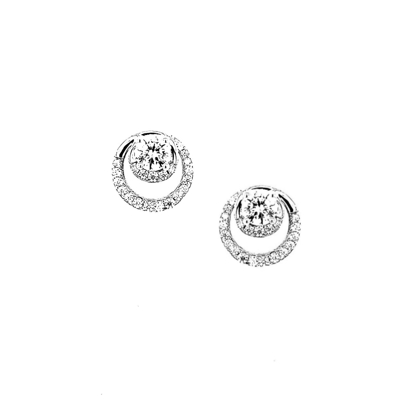 Sterling Silver Round CZ Stud Earring - HK Jewels
