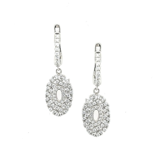 Sterling Silver Oval CZ Earring - HK Jewels